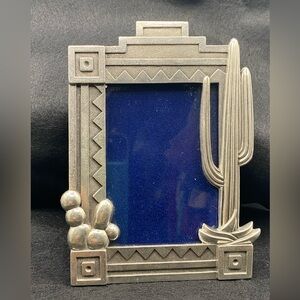 Vintage 1991 Heritage Metalworks Pewter Southwest Cactus Photo Frame 6.5x4.5